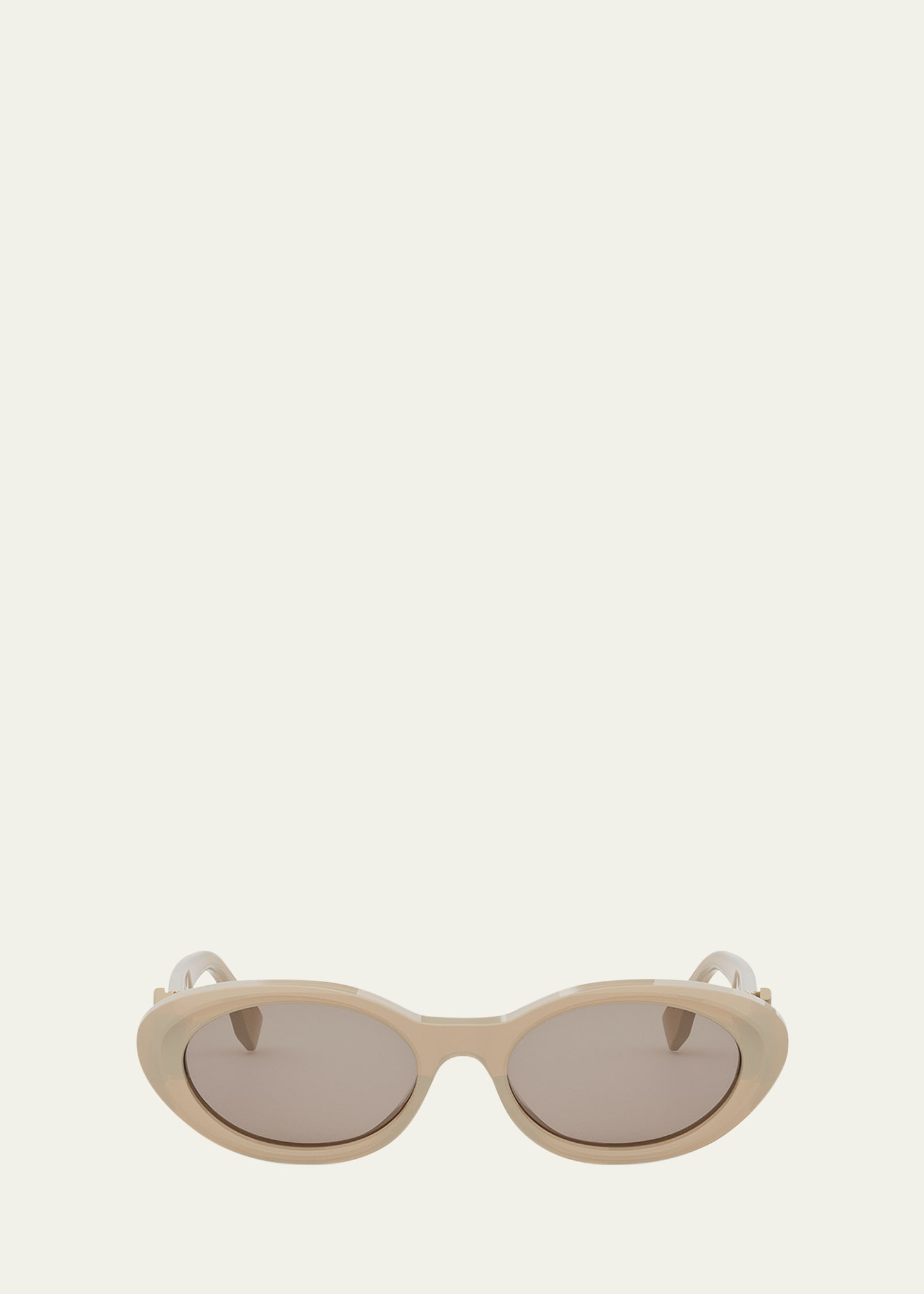Fendi Fendi Diamond Beige Acetate Oval Sunglasses | Bergdorf Goodman