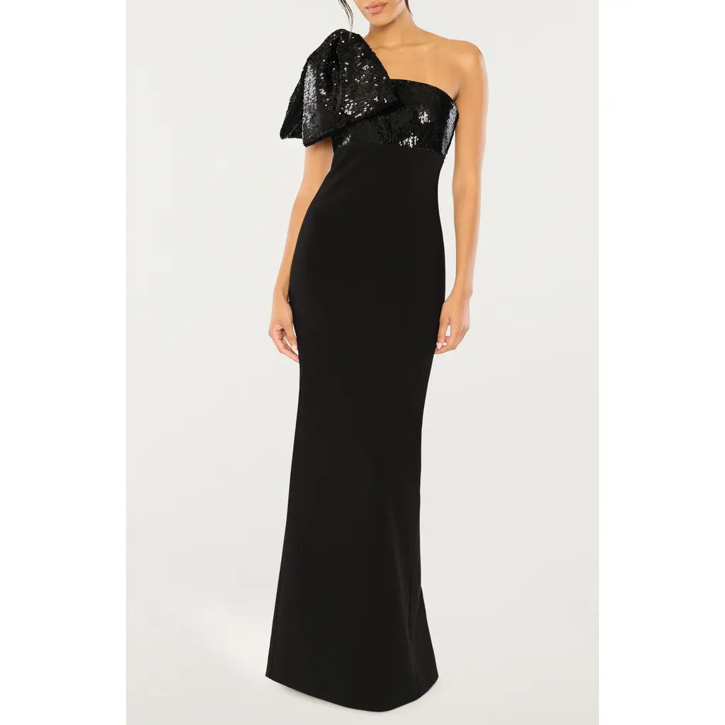 LIKELY Rora Sequin Bow Gown in Black/Black at Nordstrom, Size 6 | Nordstrom