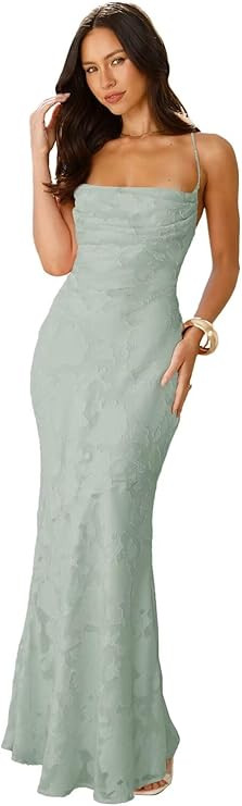 Floral Bridesmaid Dresses Maxi Cowl Neck Spaghetti Strap Mermaid Formal Evening Gowns | Amazon (US)