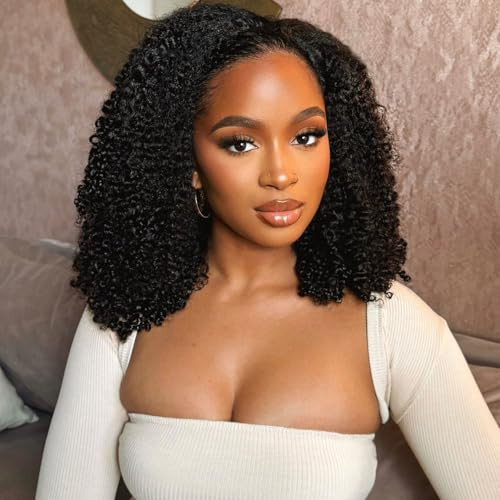 OQ Hair Afro Curly Half Wig Human Hair 180% Density 3 In 1 Beginner Friendly Glueless Wear and Go Kinky Curly Half Human Hair Wig for Women 24 Inch | Amazon (US)