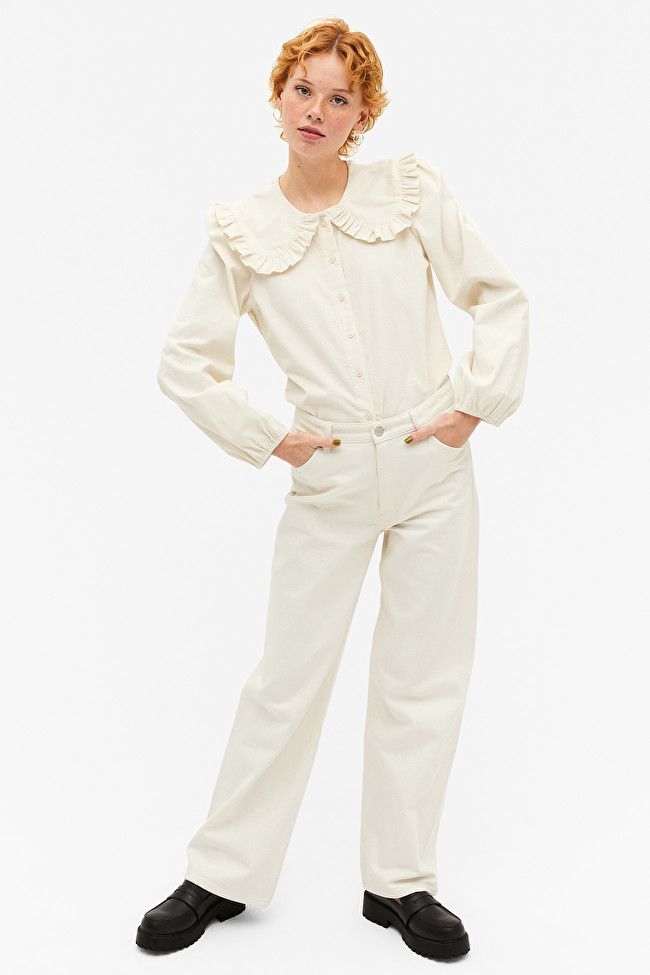 Off-white corduroy statement collar shirt | Monki