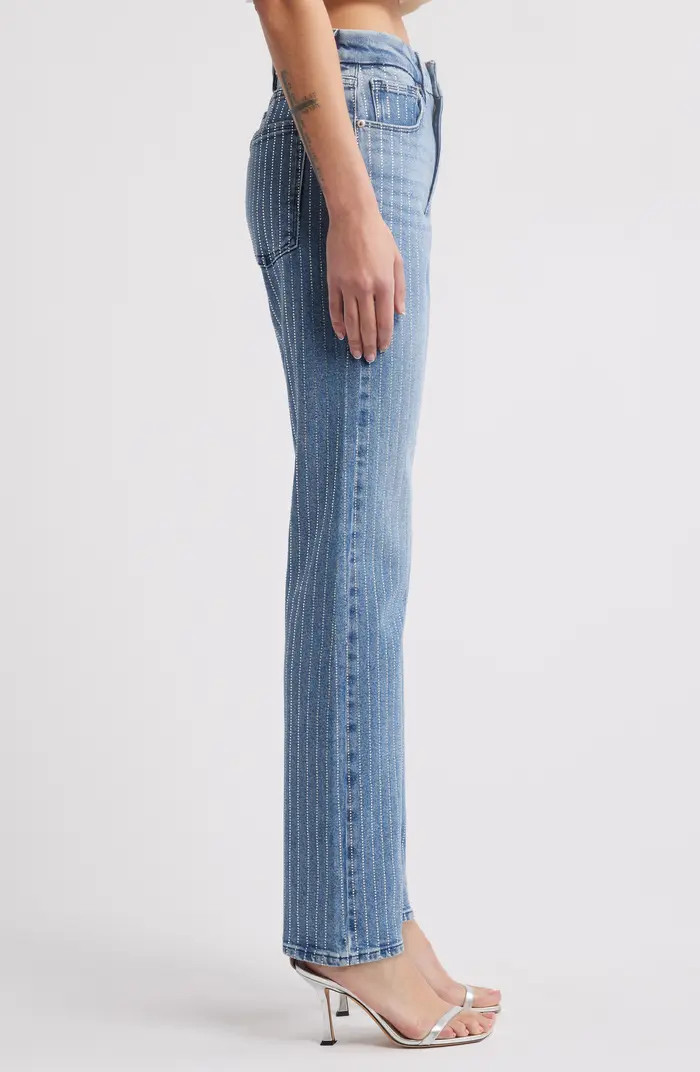 Good Icon Rhinestone Straight Leg Jeans | Nordstrom Rack