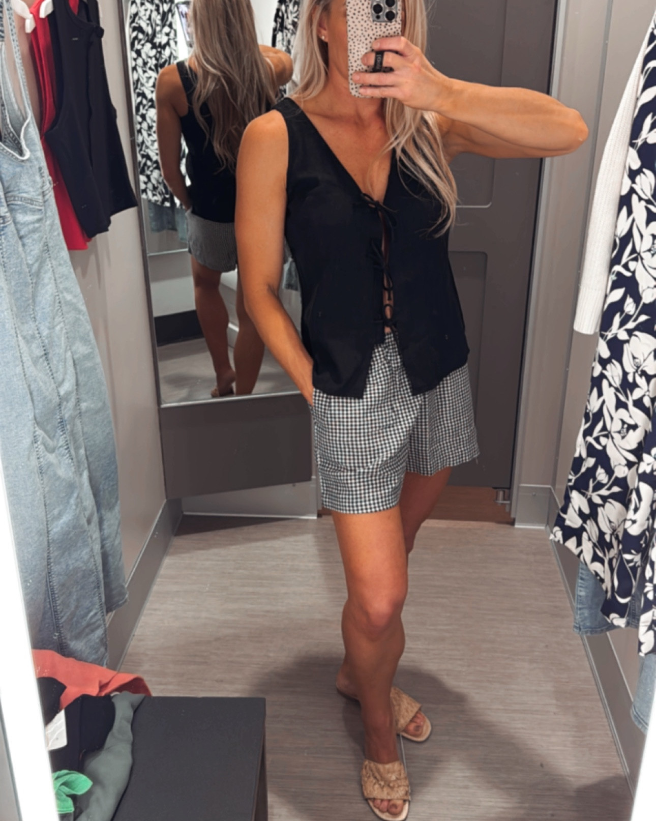 Tie front linen tank top and gingham linen shorts. Mix and match with tons of color options! 

Resort wear, workwear, spring and summer outfits, linen sets, target linen sets, baby shower, bridal shower, brunch, date night, girls day, girls night 

#LTKFindsUnder50 #LTKStyleTip