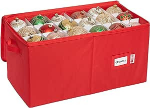 Christmas Ornament Storage Container with Dividers -Box Stores Up to 54-4" Ornaments, Zippered, C... | Amazon (US)
