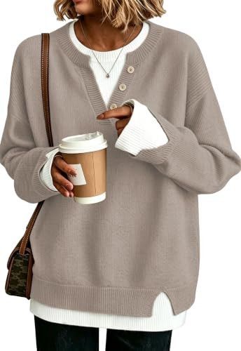 Womens Henley Sweaters Pullover Work Tops Fall Clothes Teacher Outfits | Amazon (US)