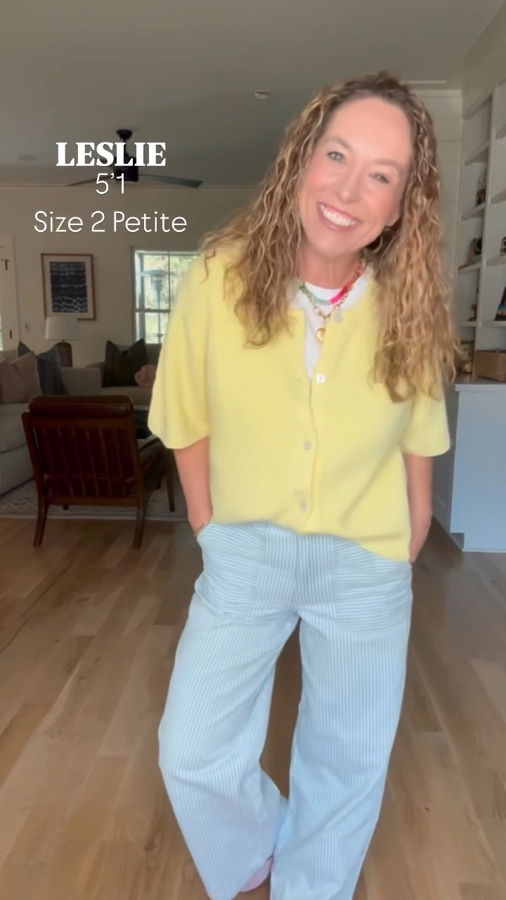 Striped pants are a great trend for spring especially when they come in petites like these!!

Petite look:  Blue striped pants paired with the cutest yellow short sleeve cardigan and pink sneakers is a perfect outfit formula for a casual spring look!!

I'm 5'1" and Wearing a 2 petite in pants, small in sweater

Tall look: blue striped pants and pink long sleeve top with white and pink sneakers perfect for tall spring ootd!

Lauren is 5'8" and wearing size 6 regular in pants and size large in her top

Petite versus tall spring style over 40

#LTKOver40 #LTKSeasonal #LTKPetite