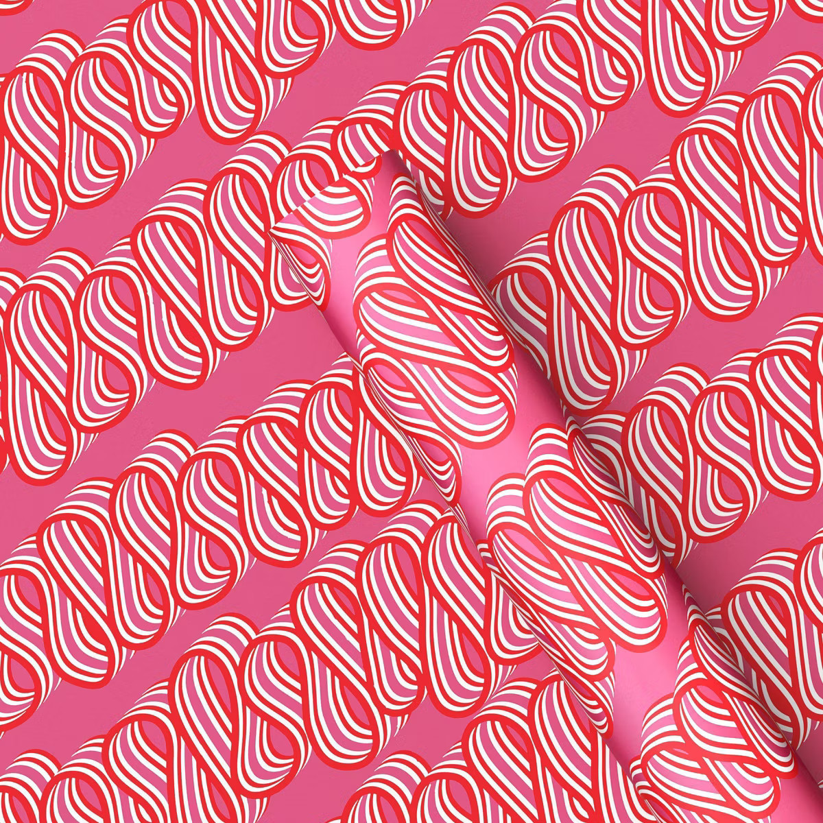 20 sq ft Glittered Candy Ribbon Stripe Christmas Gift Wrap Pink - Wondershop™ | Target