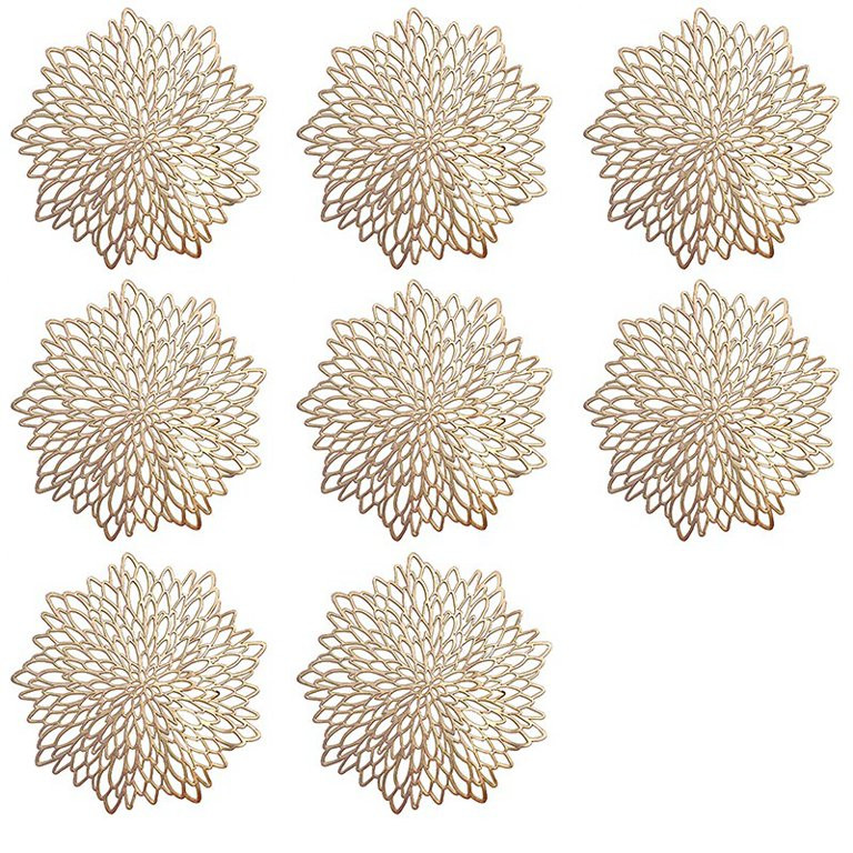 Golden Round Placemat, PVC Cut Out Wedding,Banquet,15.5 Inch (8 Sets) | Walmart (US)