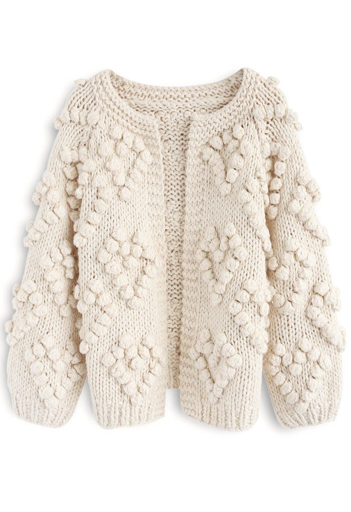 Knit Your Love Cardigan in Ivory | Chicwish