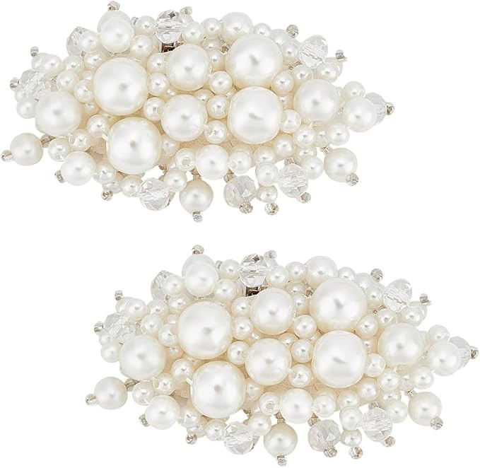 FINGERINSPIRE 1 Pair Pearl Flower Shoe Clips 1.5x2.5inch White Bridal Wedding Floral Shoes Clips ... | Amazon (US)