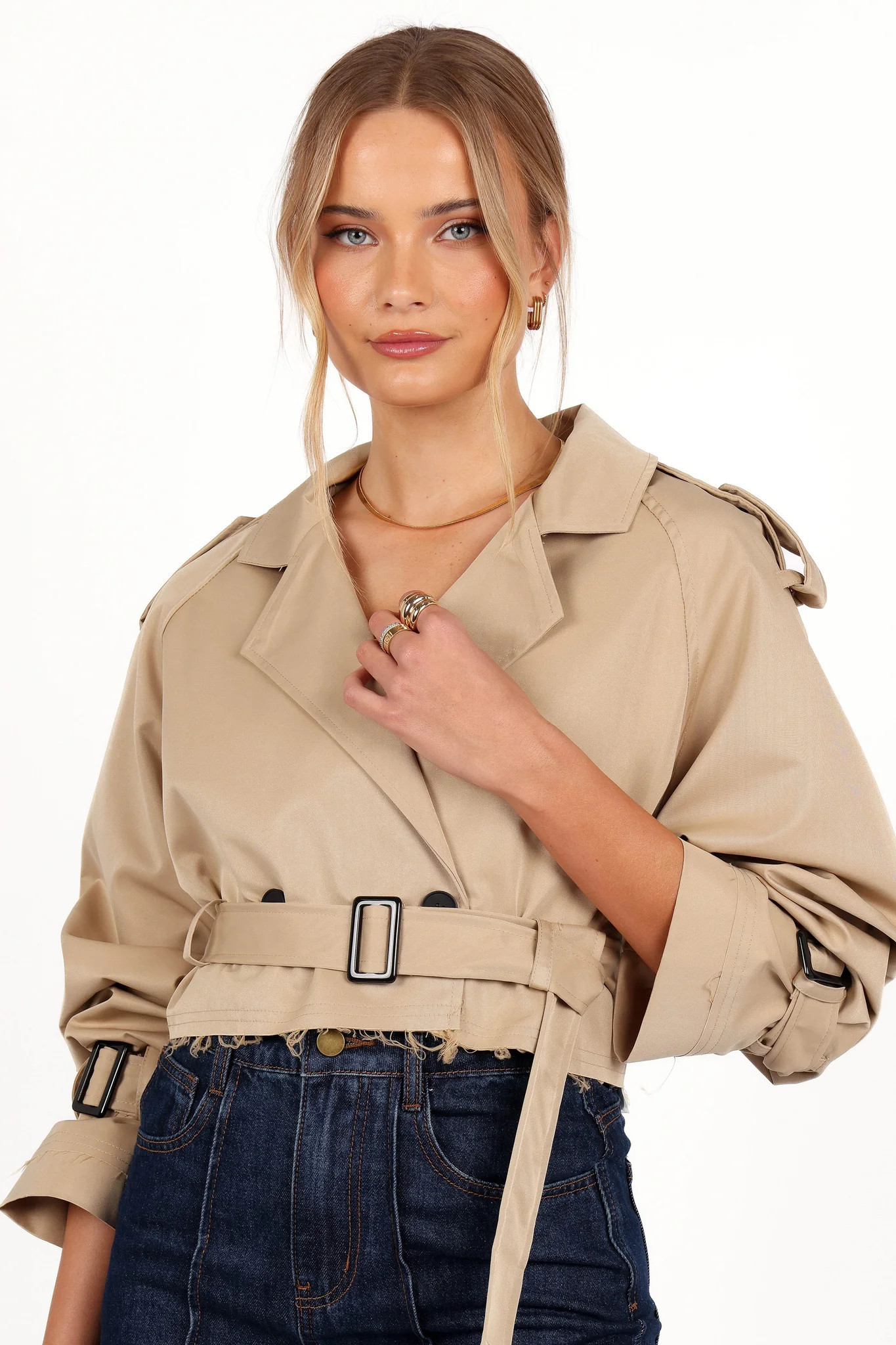Izzi Crop Trench Jacket - Tan | Petal & Pup (US)