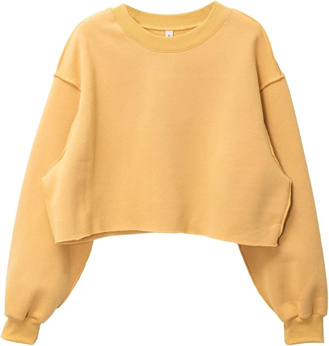 Women Pullover Cropped Hoodies Long Sleeves Sweatshirts Casual Crop Tops for Spring Autumn Winter | Amazon (US)