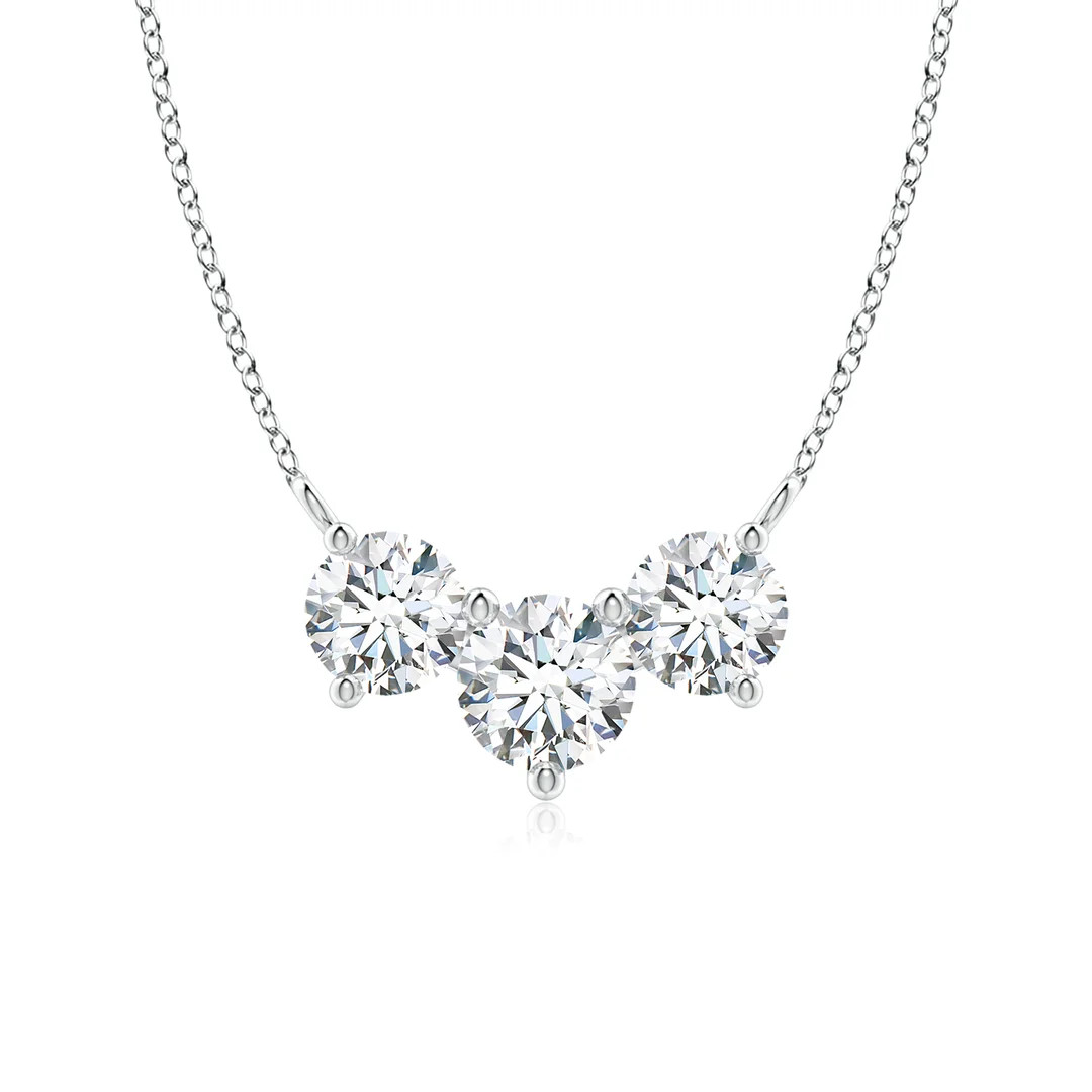Classic Trio Round Lab-Grown Diamond Necklace | Angara Inc.