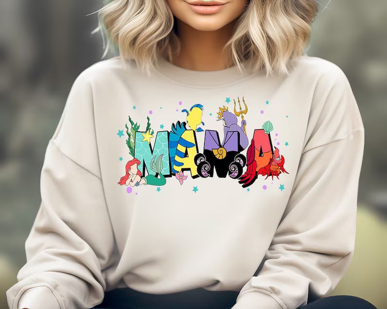 Disney Mermaid Mama Sweatshirt, Princess Mom Shirt, the Little Mermaid Mom Shirt, Disneyland Merm... | Etsy (US)