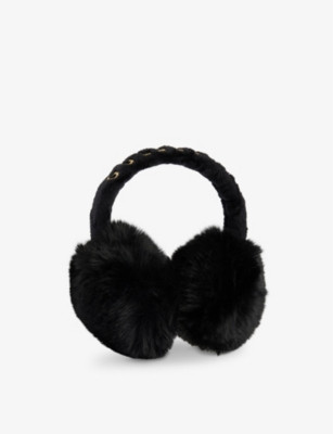 Brand-embroidered faux-fur earmuffs | Selfridges