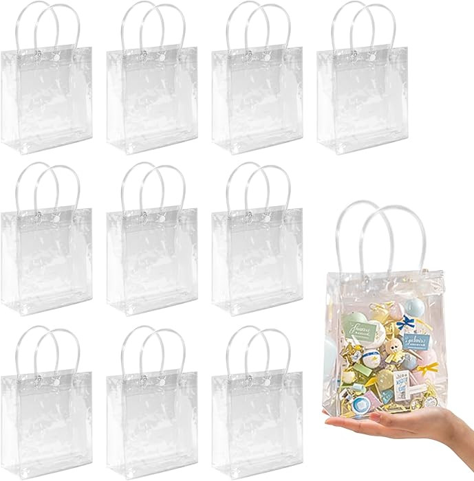 MAQIHAN Clear PVC Gift Bags with Handles - 10PCS Mini Party Favor Bags Transparent Party Favour P... | Amazon (US)