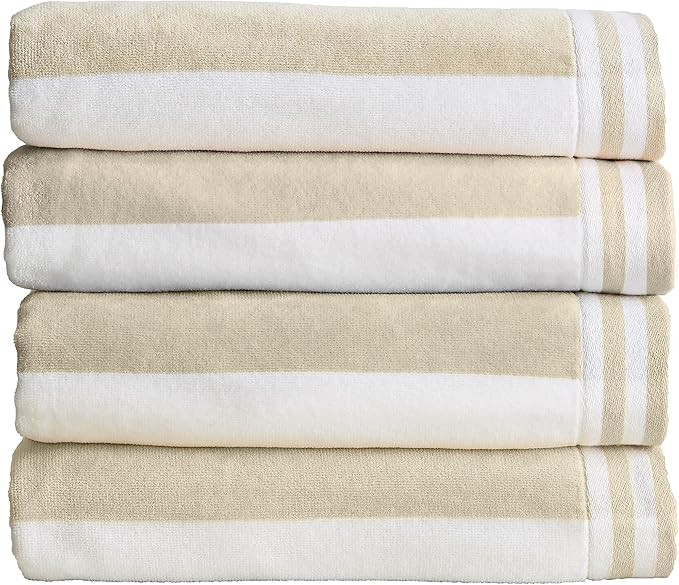 Great Bay Home Large Beach Towel Set of 4 - Soft Cabana Striped Beach Towels for Adults and Velou... | Amazon (US)