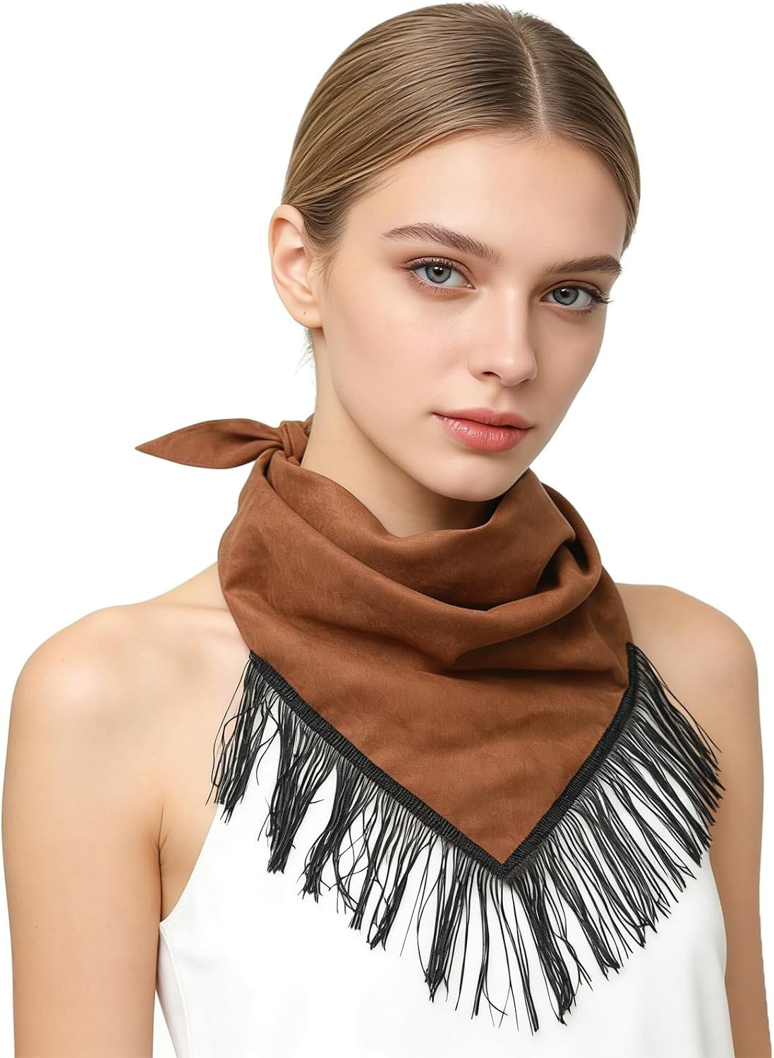 Women's Scarf Retro Western Cowgirl Triangle Scarves Tassel Neck Scarf Multi Use Headscarf Fashion Gift for Ladies | Amazon (US)