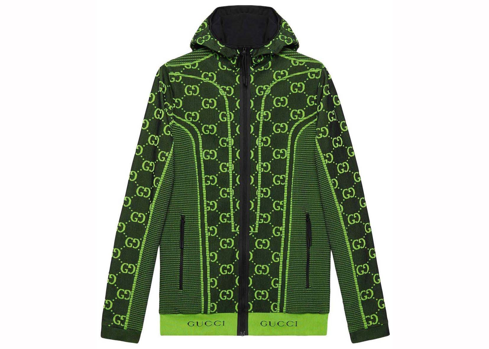 Men's Gucci GG Tubular Jersey Zip Jacket in Black/Green | StockX
