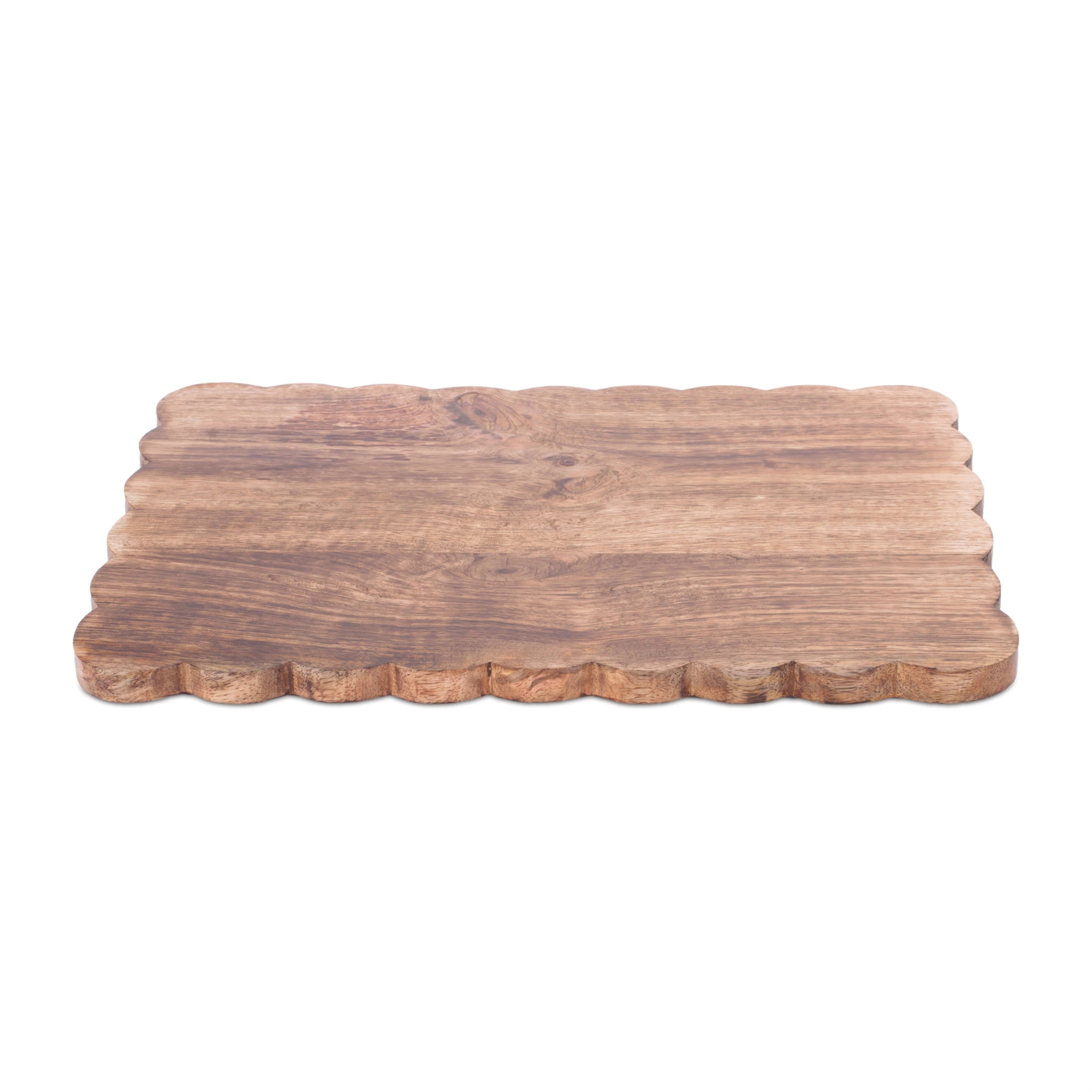 Scalloped Mango Wood Tray 12.4"D - Overstock - 42966188 | Overstock