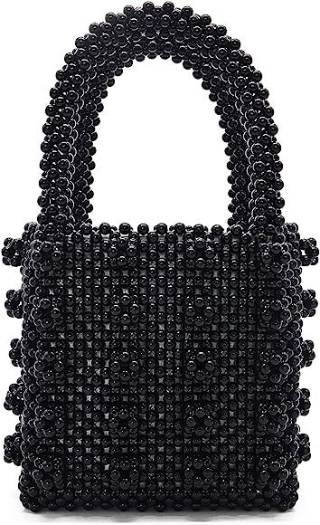 Miuco Womens Beaded Handbags Handmade Weave Crystal Pearl Tote Bags | Amazon (US)