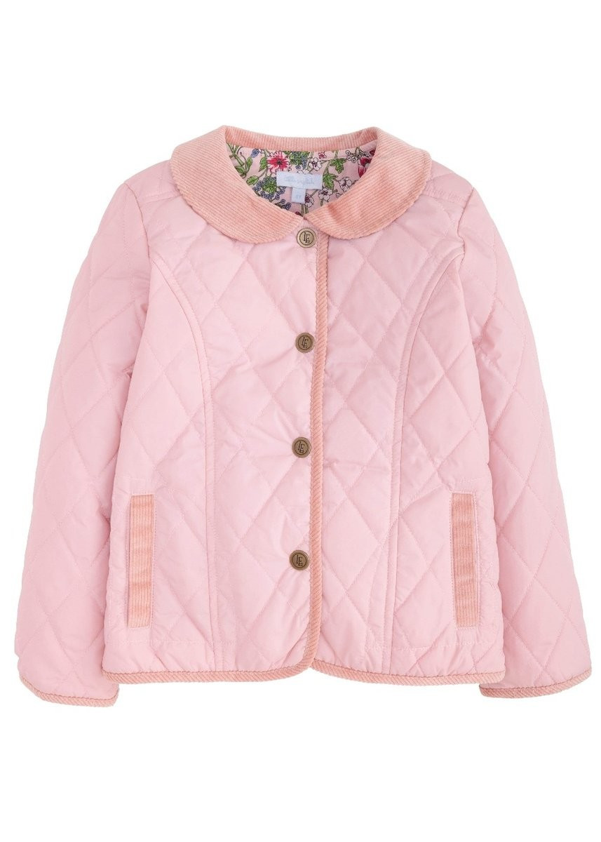 Girl's Classic Quilted Jacket - Dusty Pink | Little English