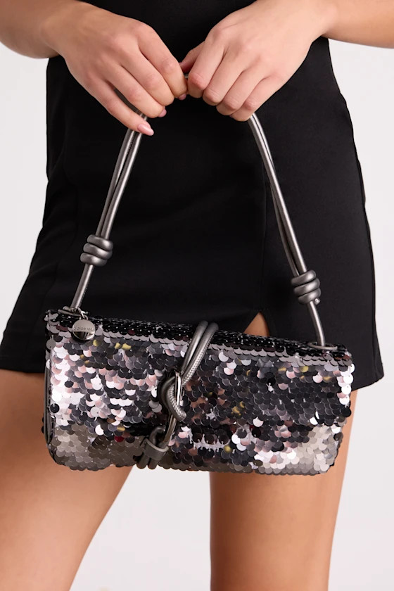Alice Gunmetal Silver Sequin Shoulder Bag | Lulus