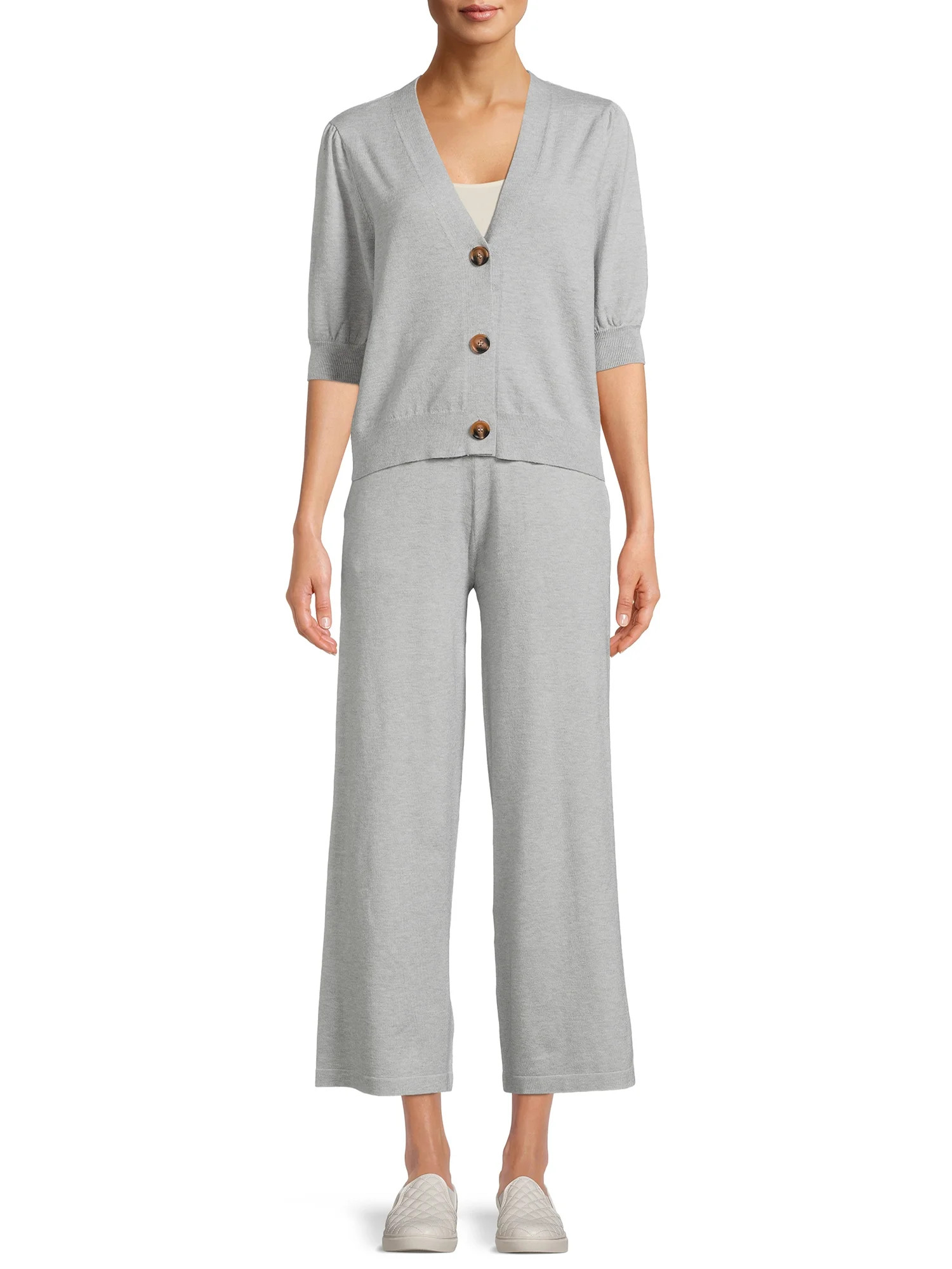 Time and Tru Women's Cardigan Sweater and Pants Set, 2-Piece | Walmart (US)