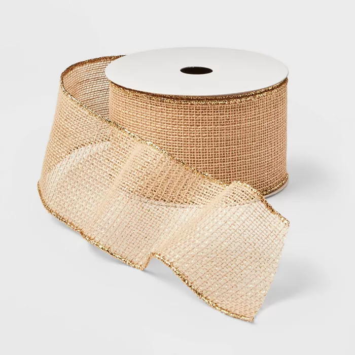 2.5" Metallic with Gold Edge Ribbon Brown 21ft - Wondershop™ | Target