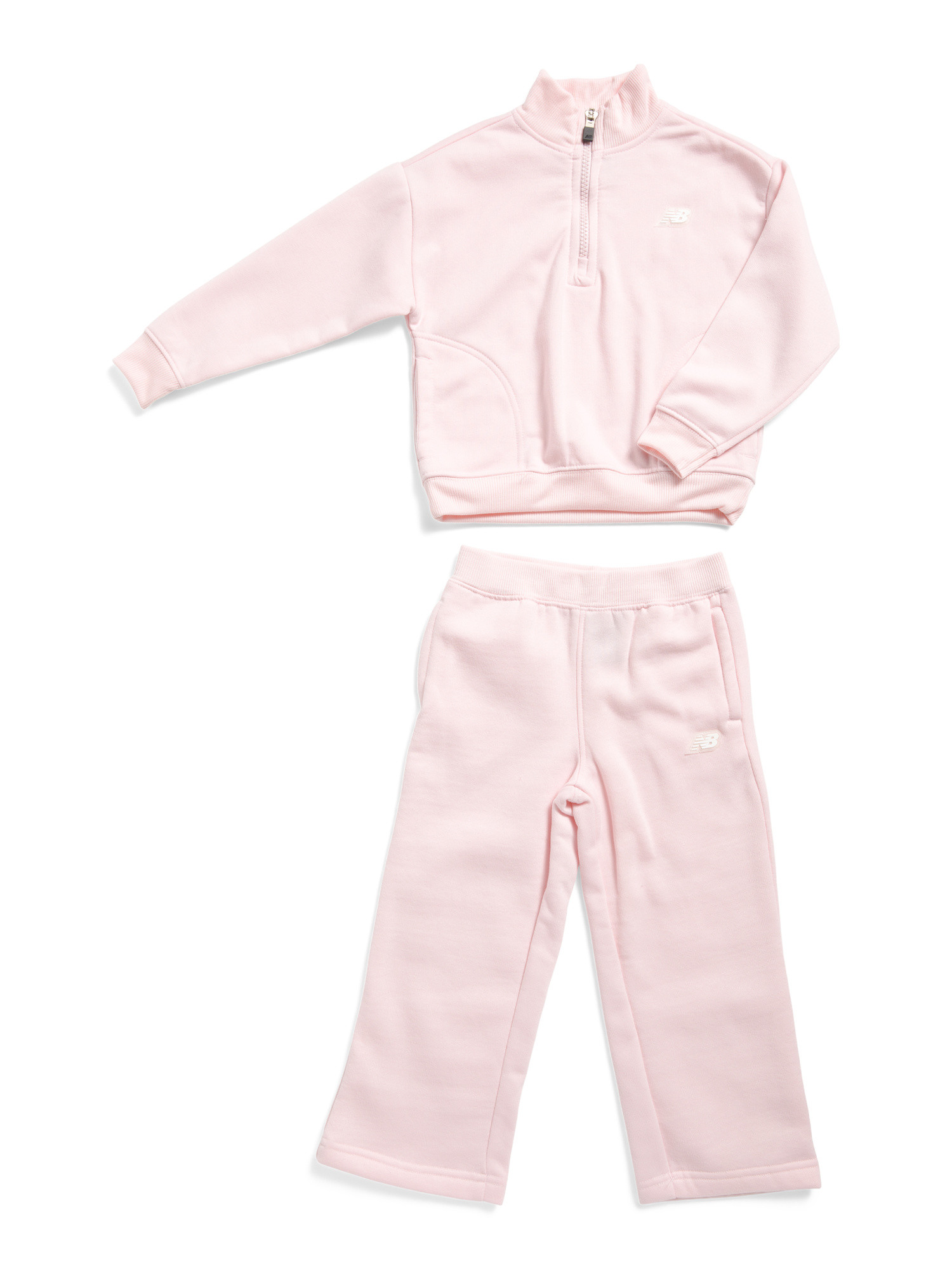 Toddler Girls 2pc Fleece Lined Quarter Zip Top And Wide Leg Pants Set | Marshalls