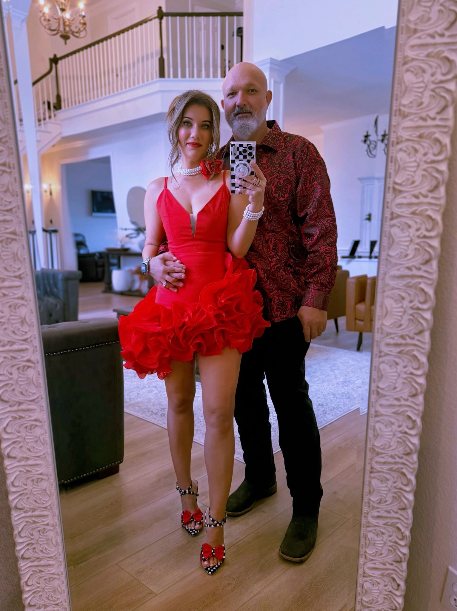 Fashion nova dress with accessories. Red rose Dress with black white and red polka dot heels. Valentines Day cocktail dress  

#LTKootd #LTKNYFW #LTKValentine