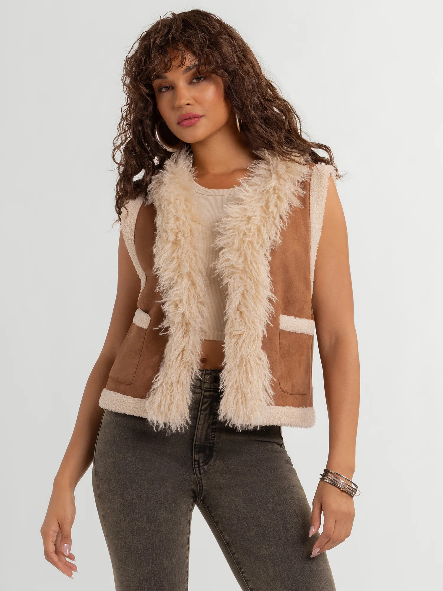 Jessica Simpson Women's Faux Shearling Vest, Sizes XS-XL | Walmart (US)