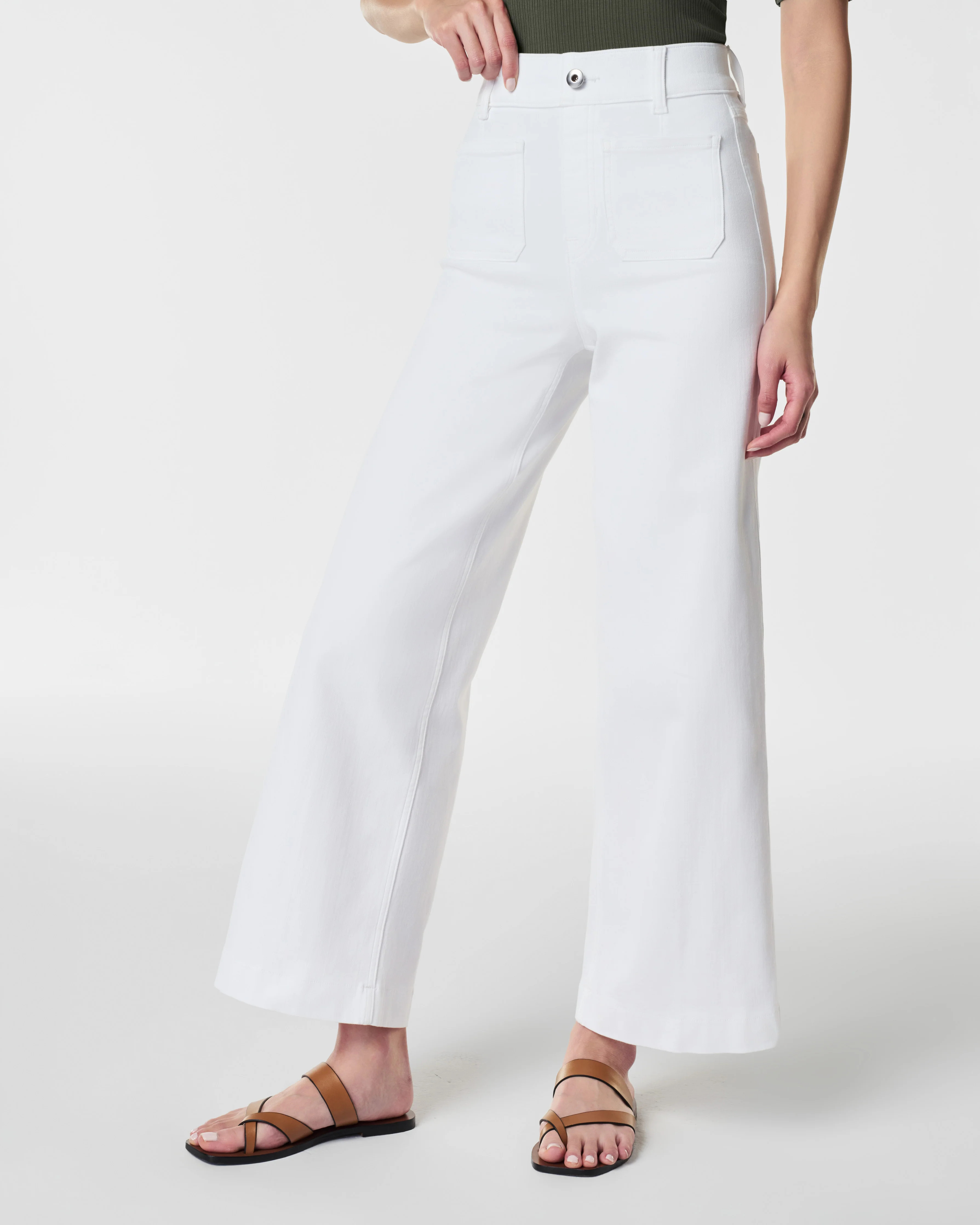 Cropped Wide-Leg Jeans, White | Spanx