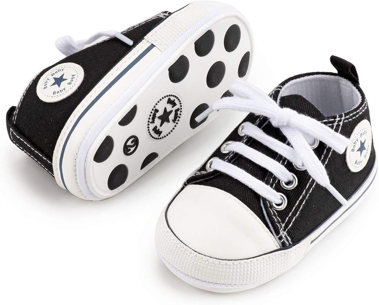 KIDSUN Unisex Baby Boy Girl Canvas Sneaker Soft Sole Infant Lace up Newborn Ankle Toddler First Walk | Amazon (US)