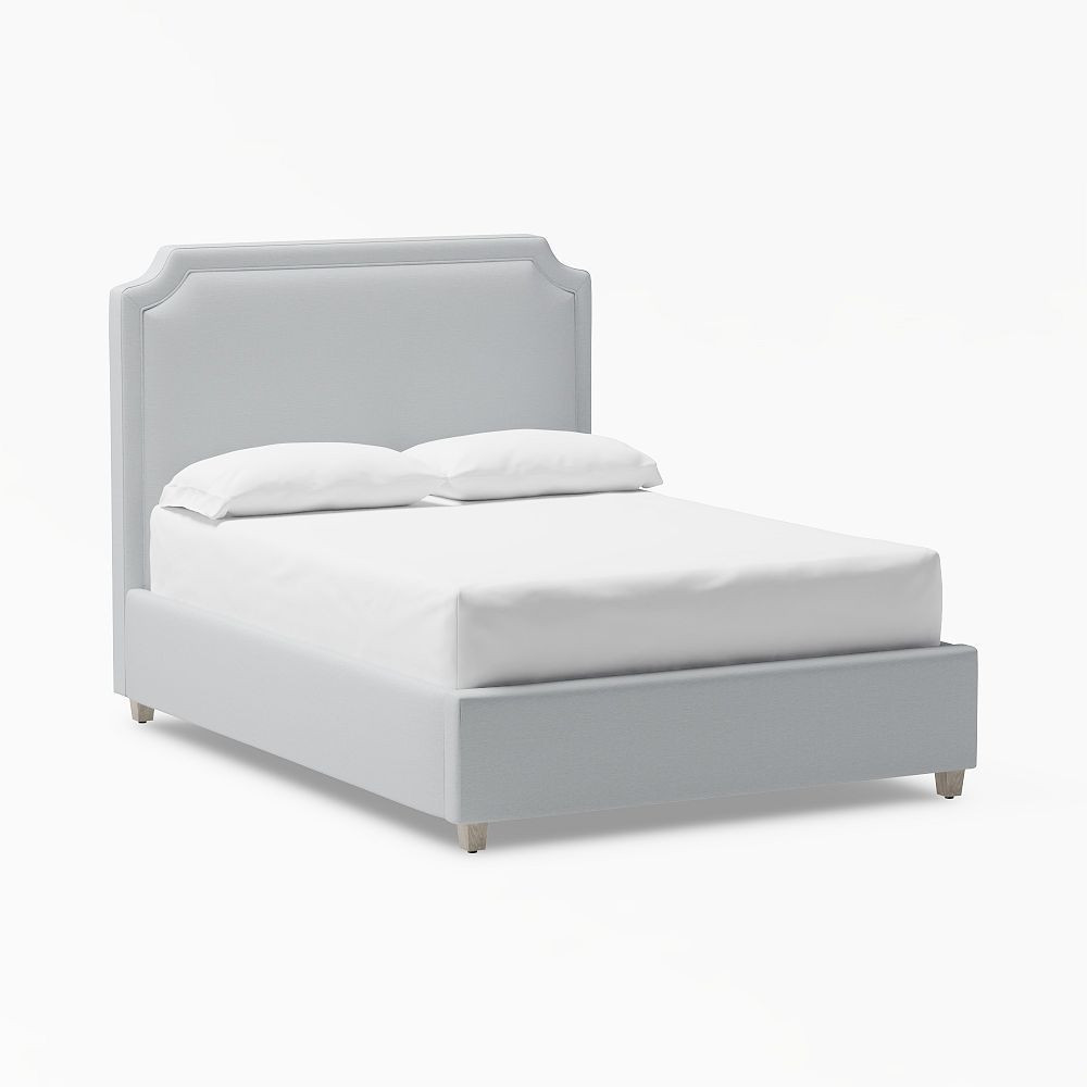 Ava Upholstered Storage Bed, Full, Lustre Velvet Silver | Pottery Barn Teen