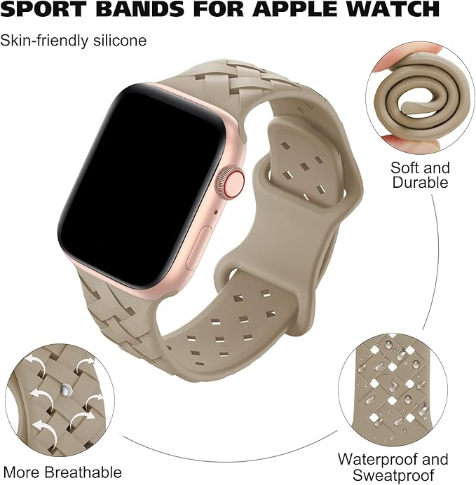 Distore Silicone Braided Weave Bands Compatible with Apple Watch 38mm 40mm 41mm 42mm 44mm 45mm, R... | Amazon (US)