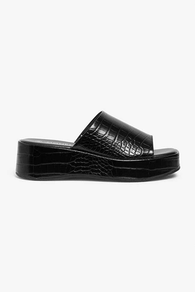 Faux croco leather platform sandals | Monki