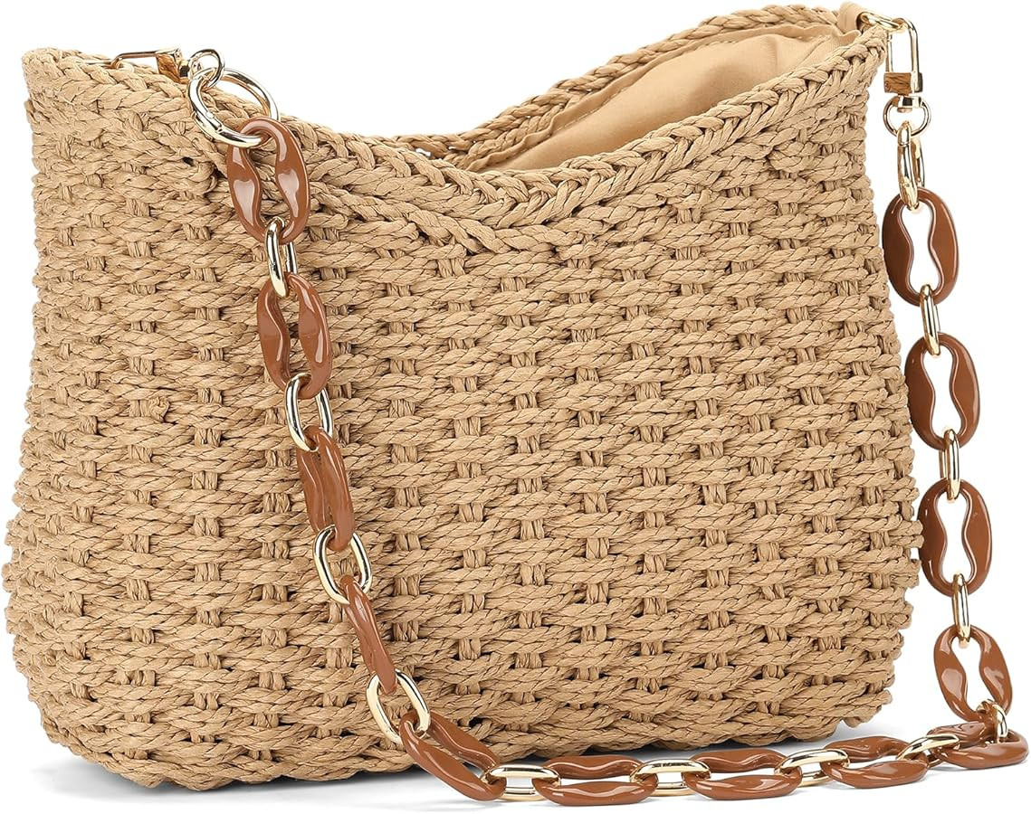 RNIEGA Straw Summer Purses for Women Cute Straw Crossbody Bag Woven Beach Shoulder Bag for Women ... | Amazon (US)
