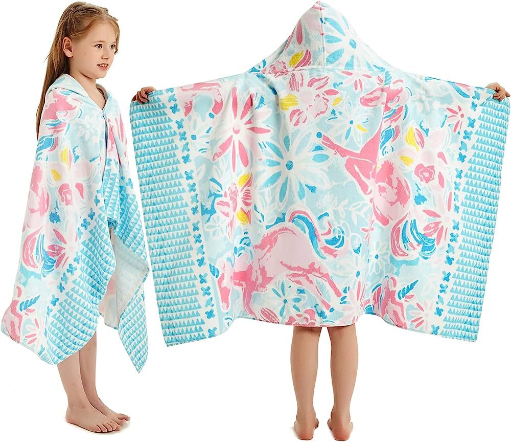 BcareBlove Girls' Hooded Bath Beach Towel, Oversize 50"*30" Pure Cotton Hood Towel for Kids Cover... | Amazon (US)