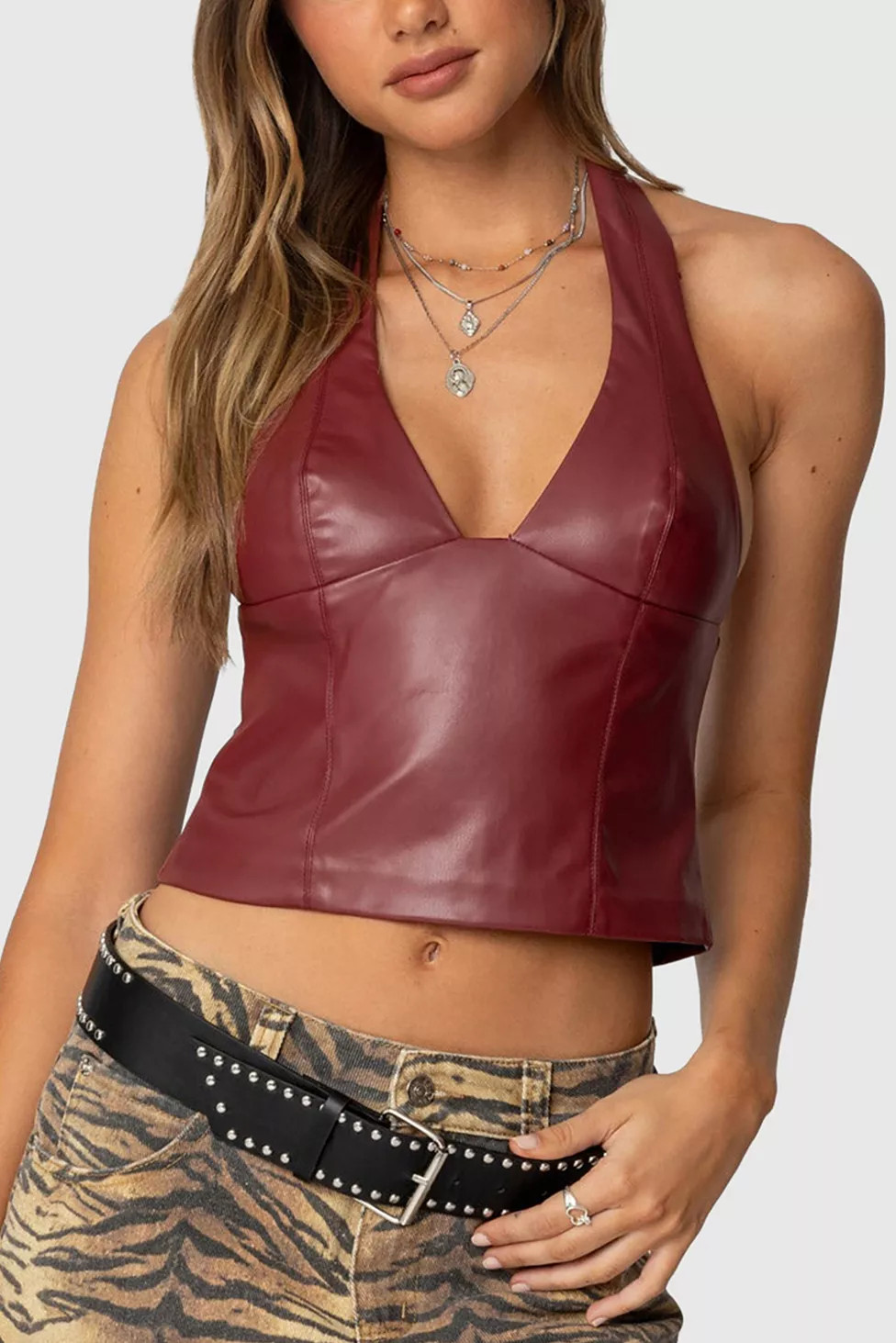 Edikted Tana Faux Leather Halter Top | Urban Outfitters (US and RoW)