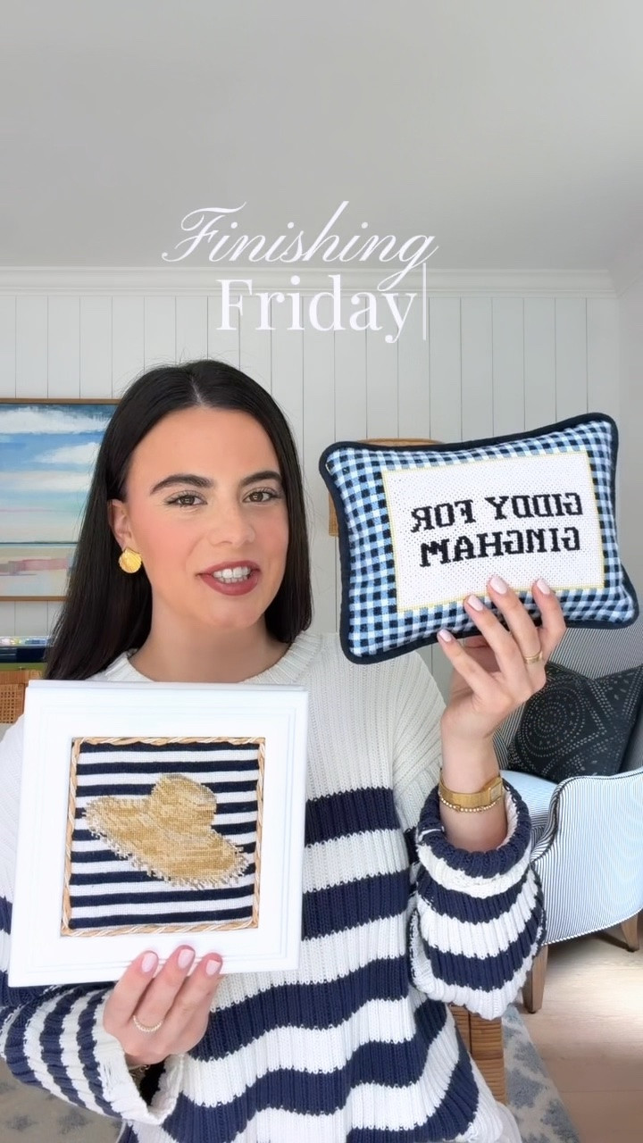 Happy Finishing Friday! 🪡 Sharing a few of the completed coastal needlepoint projects!