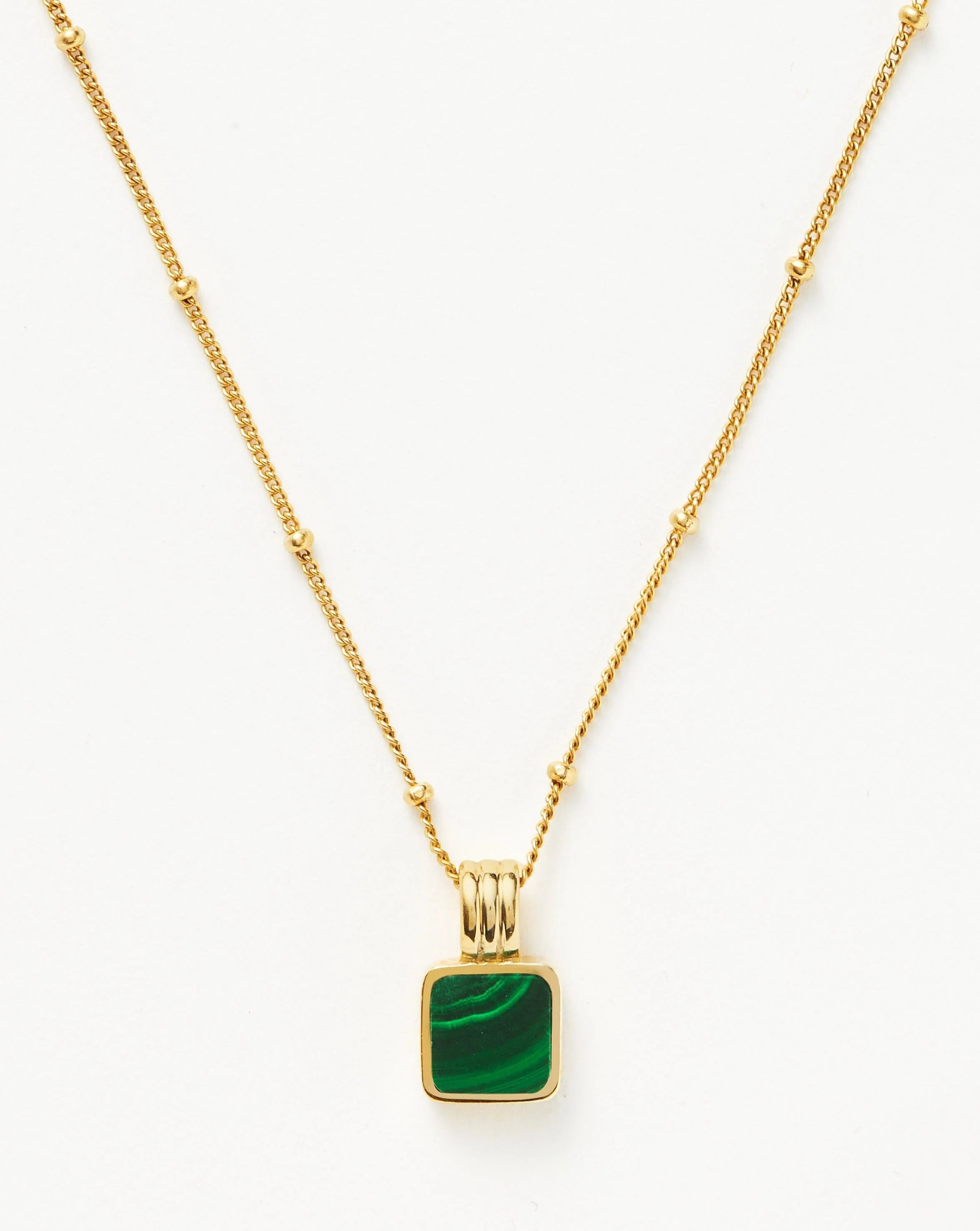 Lucy Williams Square Malachite Necklace | 18ct Gold Plated Vermeil/Mal | Missoma