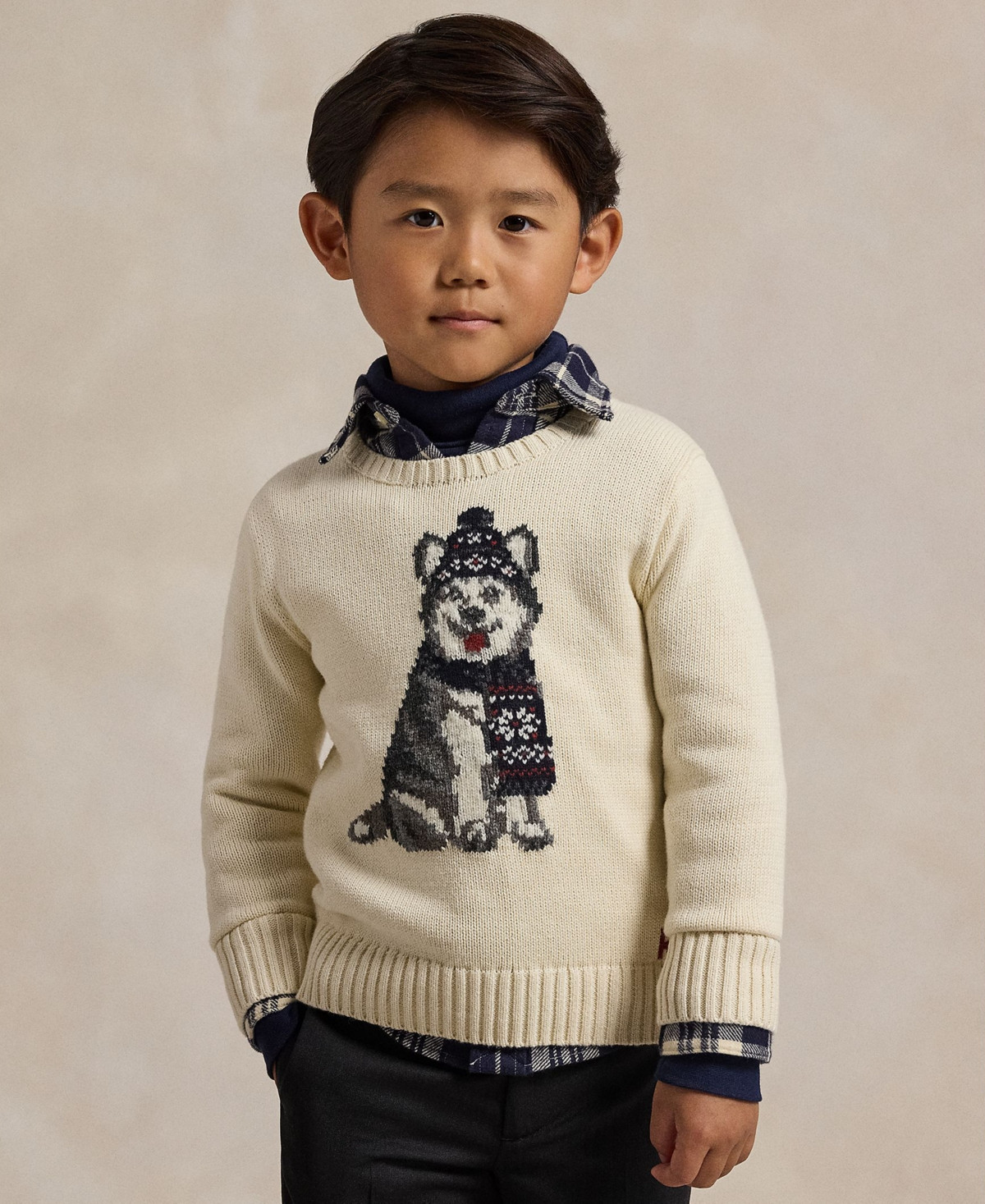 Polo Ralph Lauren Toddler and Little Boys Dog-Intarsia Crewneck Sweater - Andover Cream | Macy's