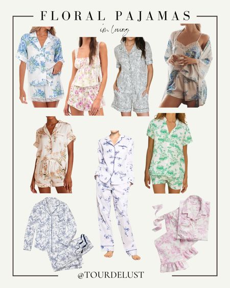 Floral pajamas, toile pajamas