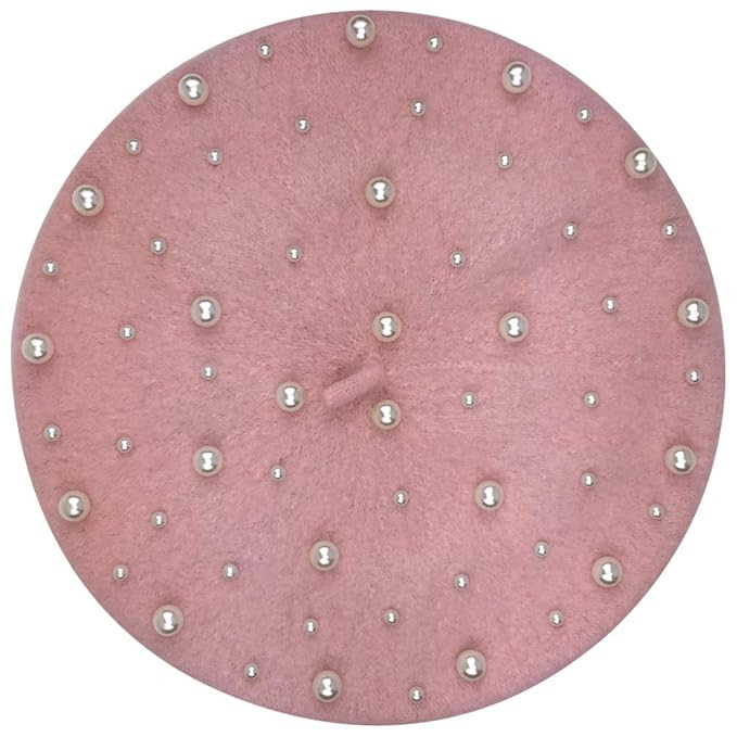 MINAKOLIFE Womens French Artist Solid 100% Wool Beret Hats with Full Pearl | Amazon (US)