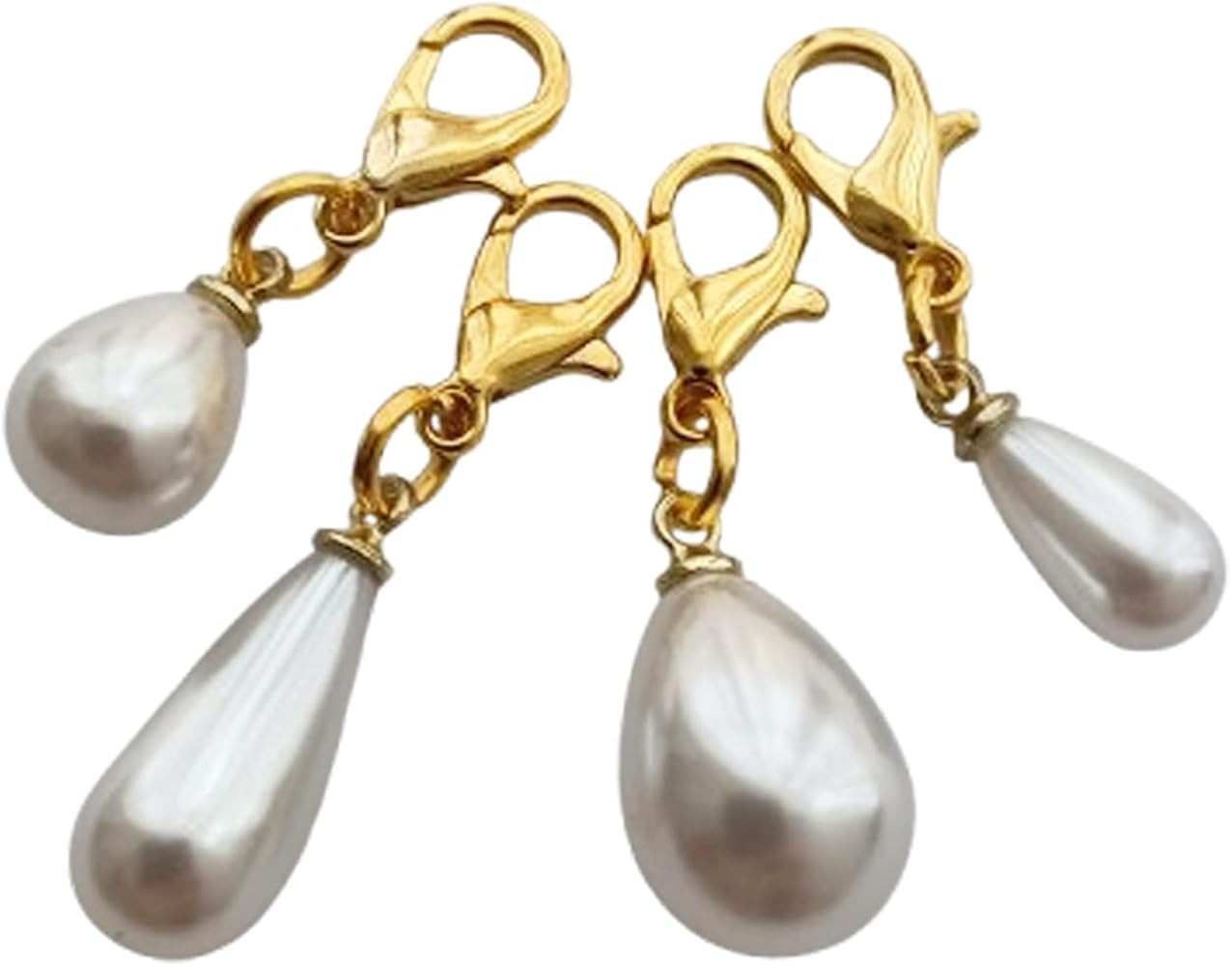 4pcs in Set Different Size Pearl Clip on Charm for Diy Jewelry, Bags, Beautiful Pearl Pendant, El... | Amazon (US)