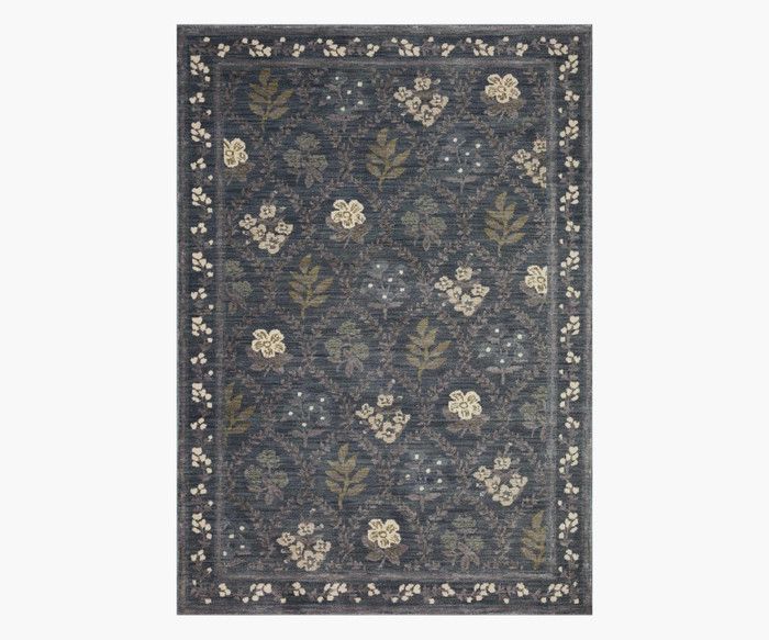 Fiore Hawthorne Navy Power-Loomed Rug | Rifle Paper Co.