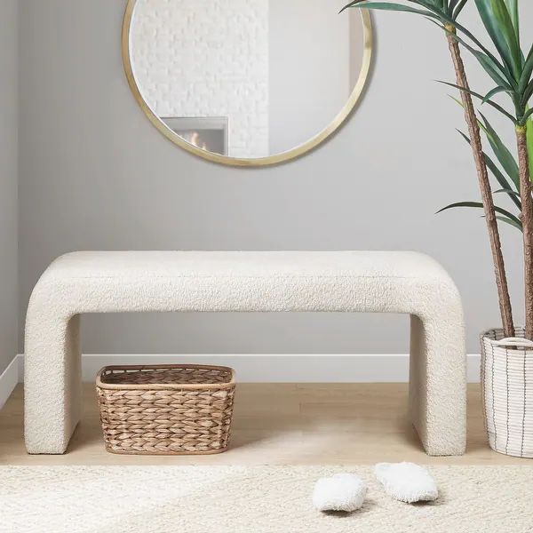 INK+IVY Steve Cream Boucle Waterfall Bench | Bed Bath & Beyond