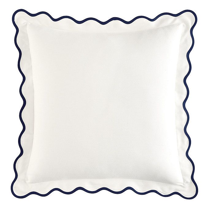 Scalloped Outdoor Solid Throw Pillow Cover with Piping & Insert | Ballard Designs, Inc.