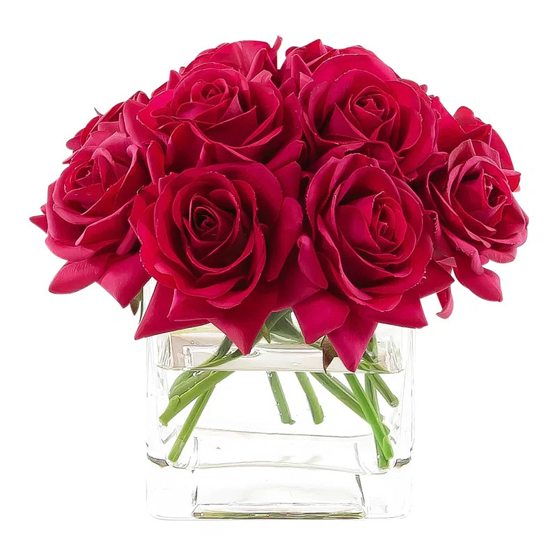 Rose Arrangement in Vase | Wayfair North America